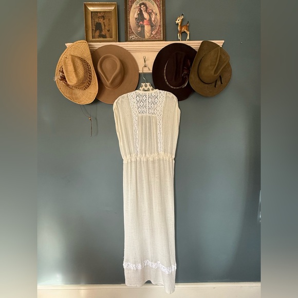 RARE Jens Pirate Booty + Free People lace inroads maxi button down dress sz M/L - Picture 6 of 15